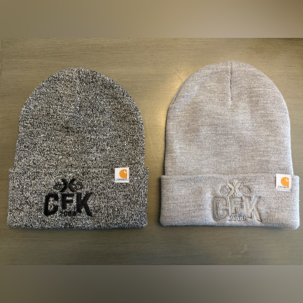 Two Carhartt Beanie Hats Crossfit Knoxville Embroidered Logo NWOT Gray